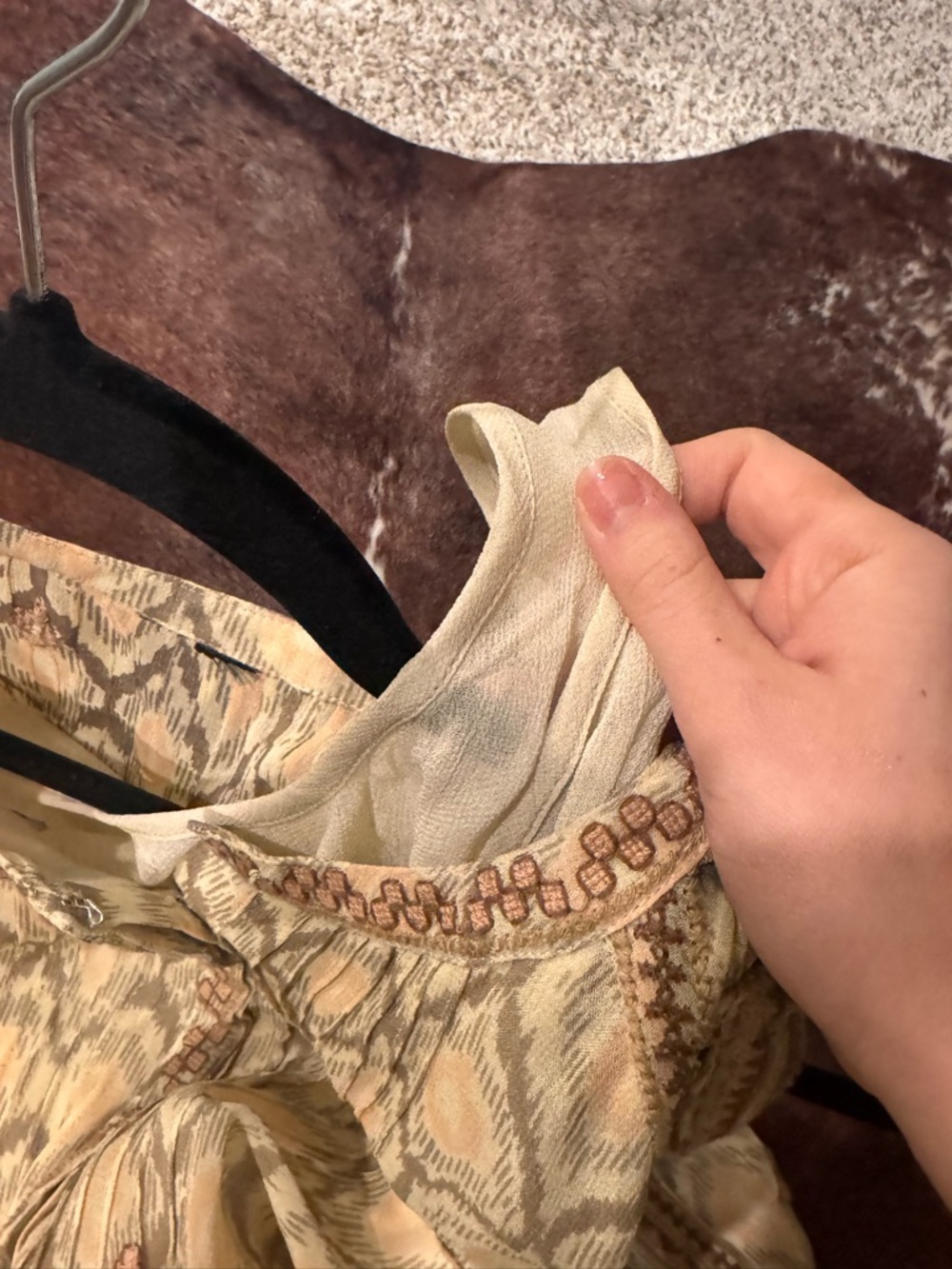 Boho Embroidered Cold-Shoulder Tunic Dress - Beige & Rust - Picture 4 of 8